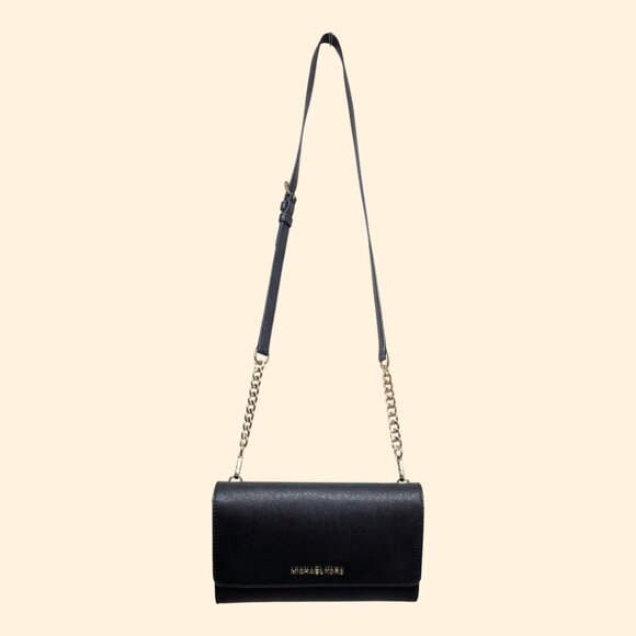 Michael Kors Chain-Link Saffiano Leather Crossbody Bag / Clutch in Black - Picture 7 of 7